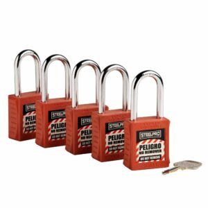 KIT DE 5 CANDADOS MK STEELPRO X10 ROJO