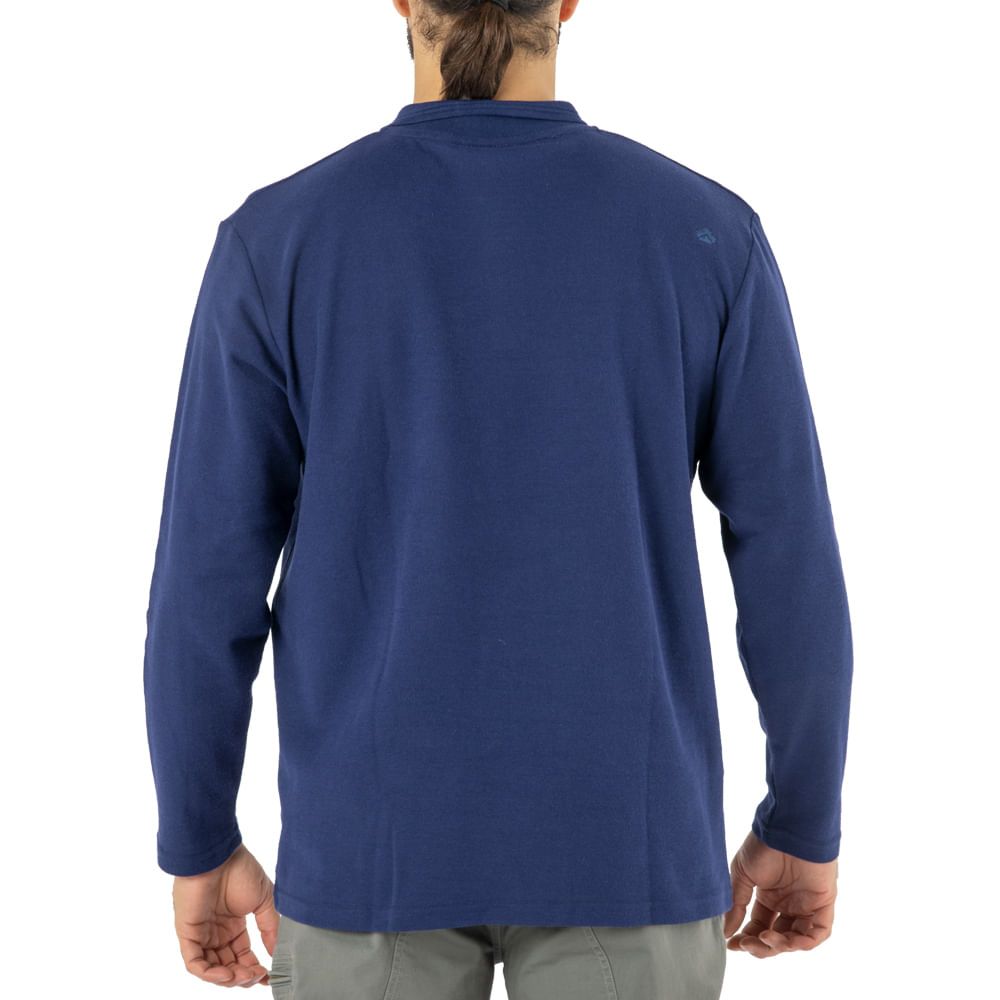 Polera Pique Quebec Manga Larga Azul - Imagen 2